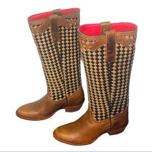 Macie Bean Checkerboard Leather Cowboy Boot